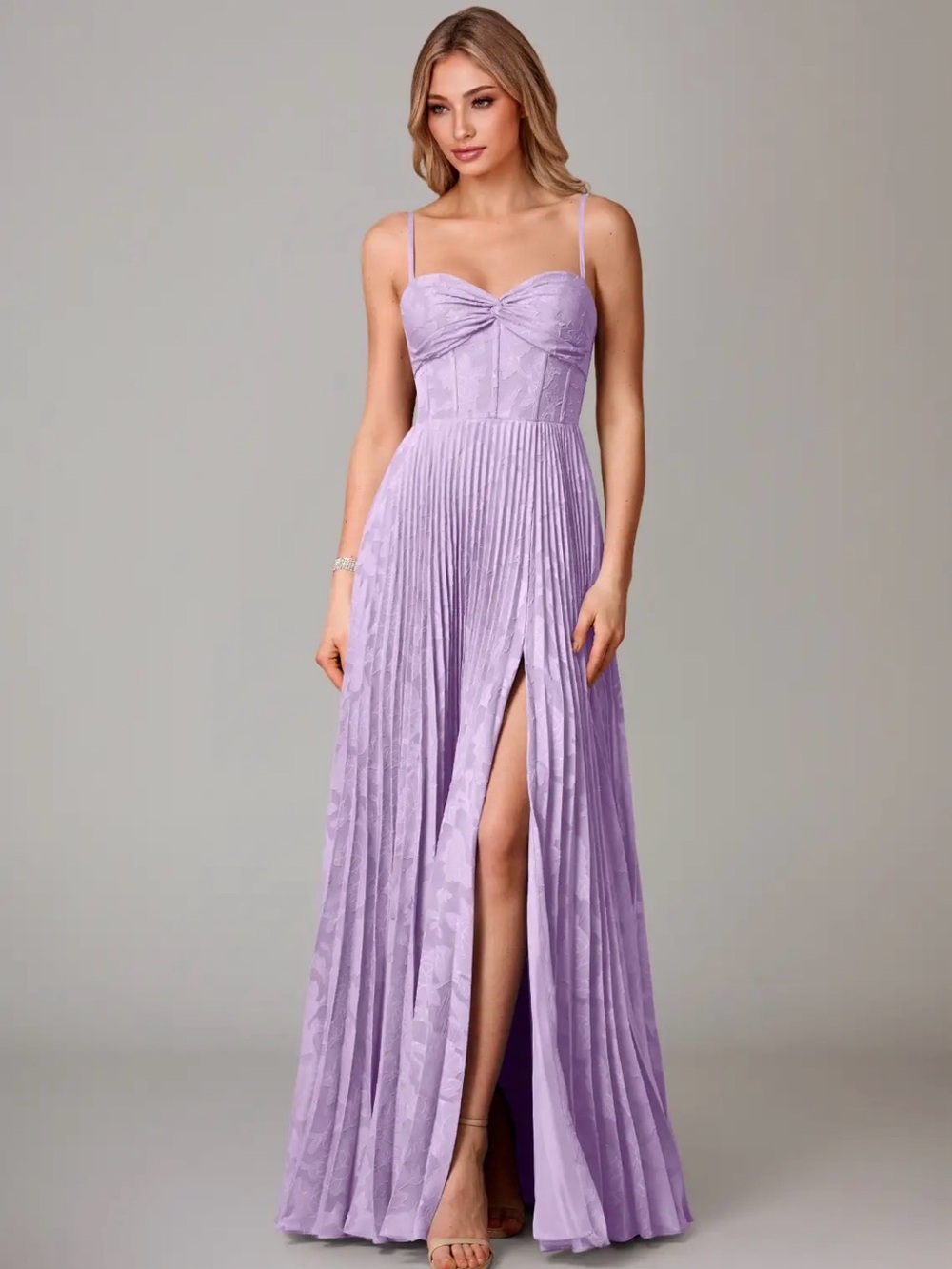 Cannelle Lilac Pleated Maxi Dress